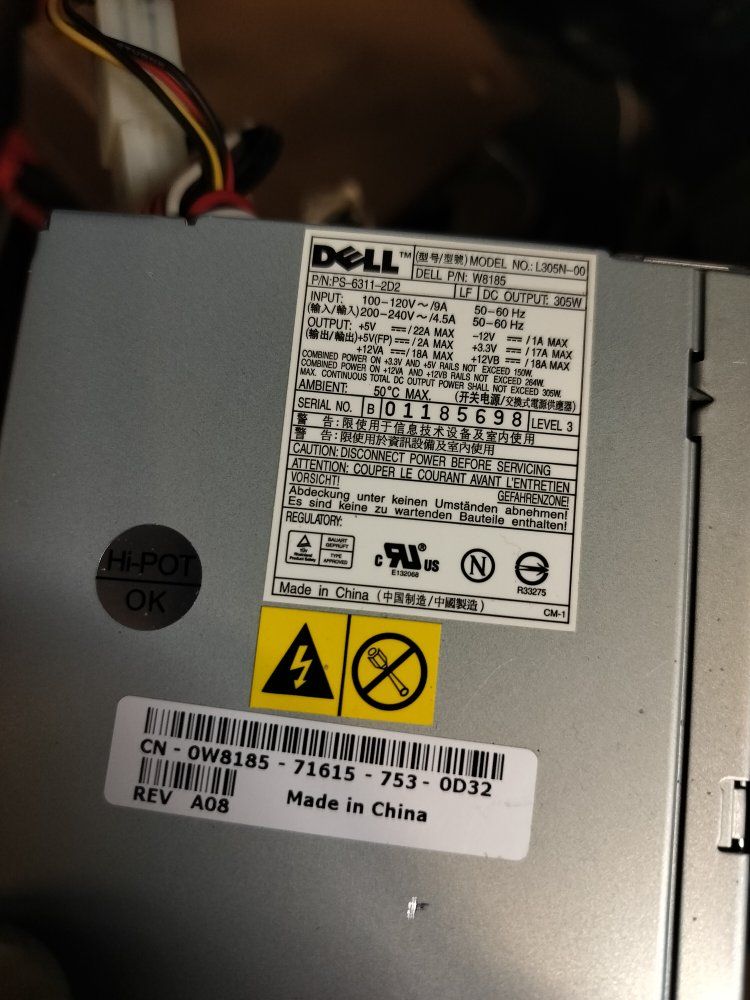 Used Dell Desktop Power Supply – Tested