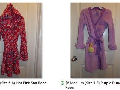 Girl's Bath Robes ~ $4 Hot Pink Star Size 5-8 & $8 Disney Princess Belle Ariel Aurora