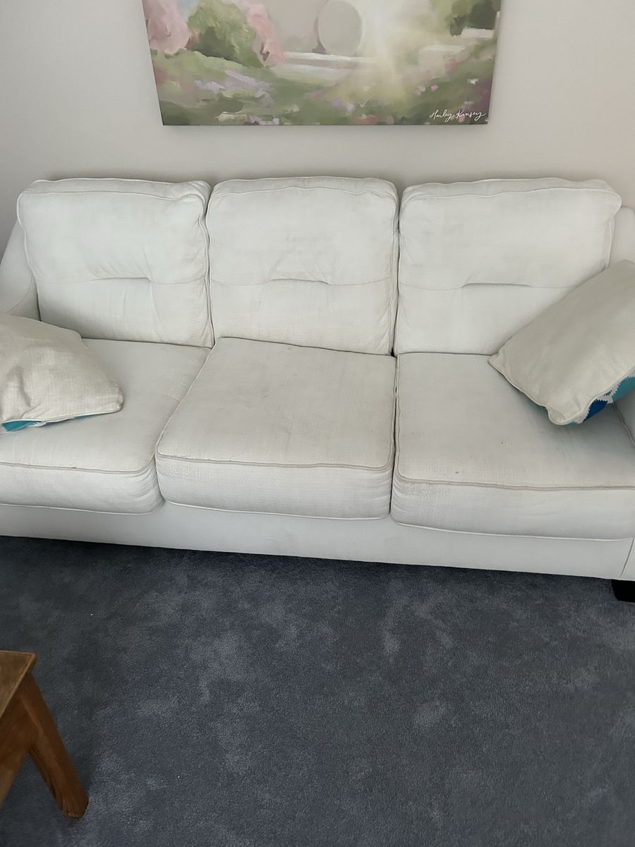White Fabric Sofa and Loveseat Living Room Set
