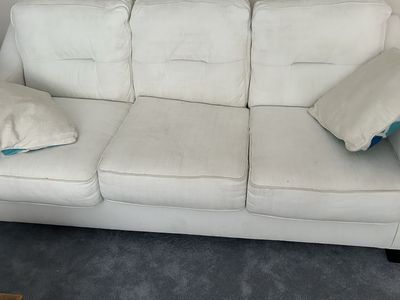 White Fabric Sofa and Loveseat Living Room Set