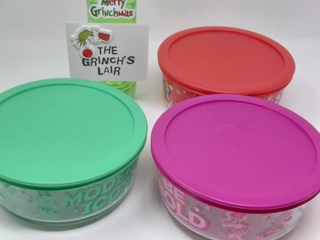 Disney Pyrex Minnie Mickey Glass Bowls With Lids