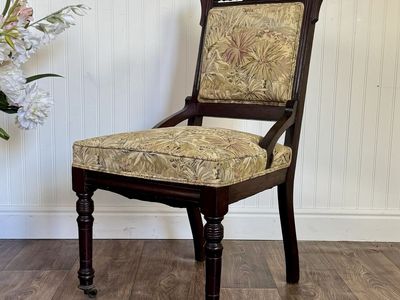 Antique Victorian / Edwardian Library Chair on Casters