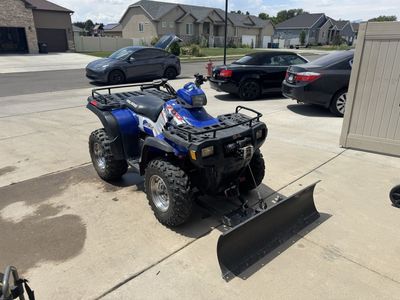 2004 Polaris Sportsman 700 4x4 ATV with Snow Plow, Blue/Gray, Used