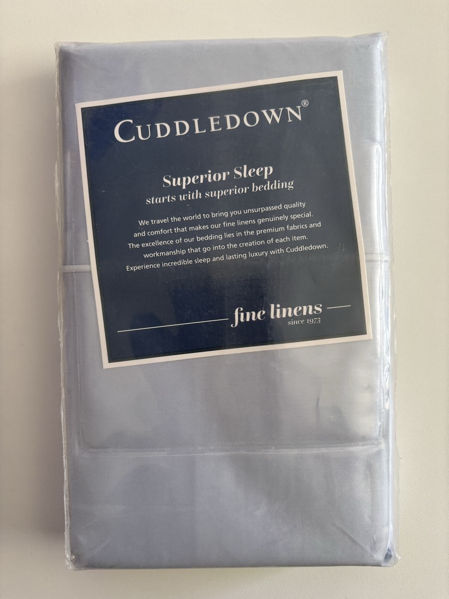 New Cuddledown AZURE Solid King Pillowcase - 400TC Cotton Sateen Blue Separate