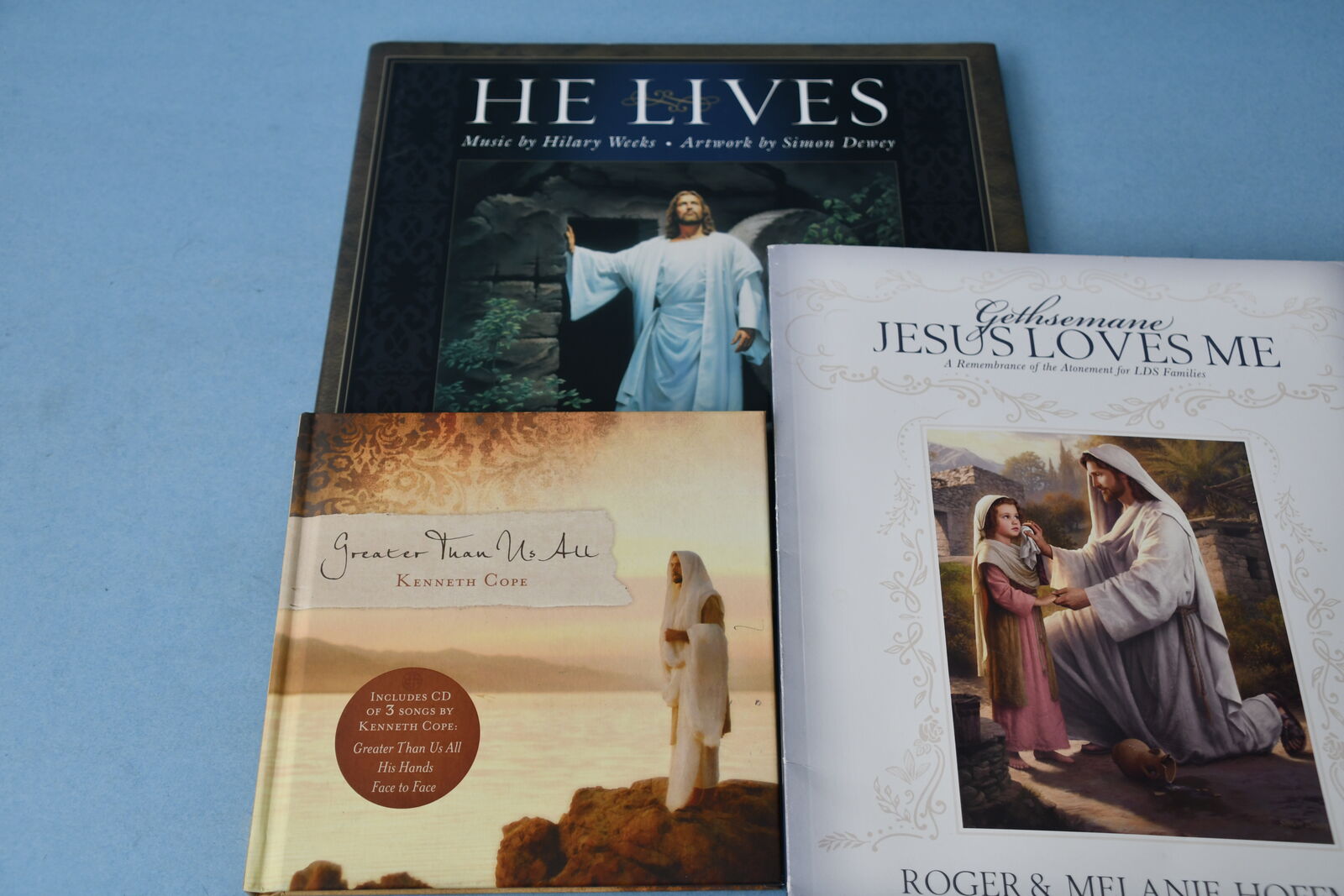 3 LDS BOOKS + 3 CD'S ~ HE LIVES, JESUS LOVES ME, GREATER THAN US ALL ~ ALL FOR $5