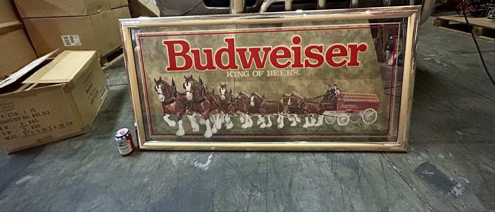 Large Vintage Budweiser Clydesdale Mirror beer sign