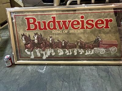 Large Vintage Budweiser Clydesdale Mirror beer sign