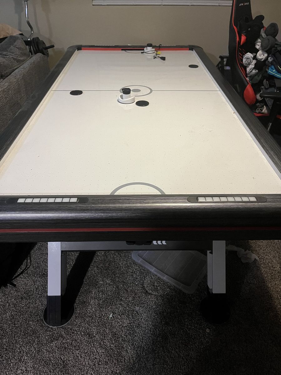 Full-Size Air Hockey Table - Black & Red with Electronic Scoring