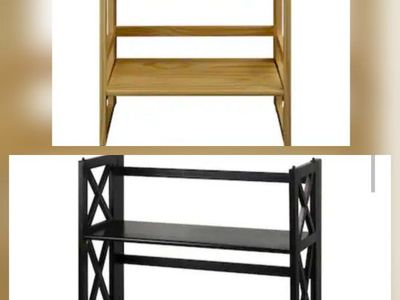 Folding Bookcases – Black & Natural Wood – 2 Available #499