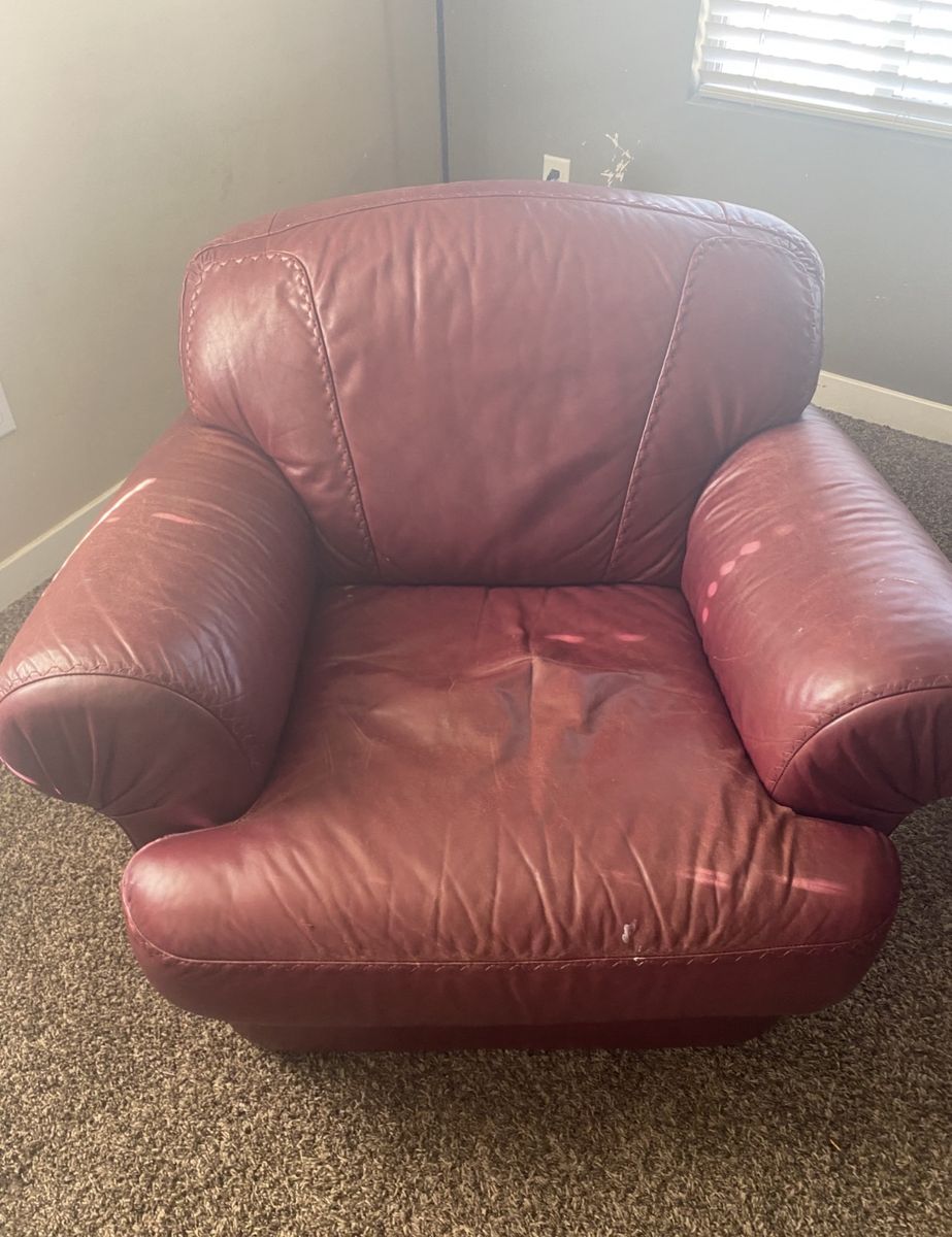 Burgundy Leather Sofa and Matching Armchair Set Leather couch and chair