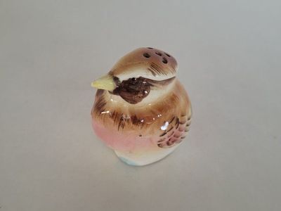 Vintage Ceramic Bird Salt Shaker - Brown, Pink, White - Collectible Kitchen Decor