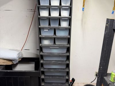 Custom Snake Rack with Thermostat and 33 Extra Tubs (78"H x 16.25"W x 23"D)