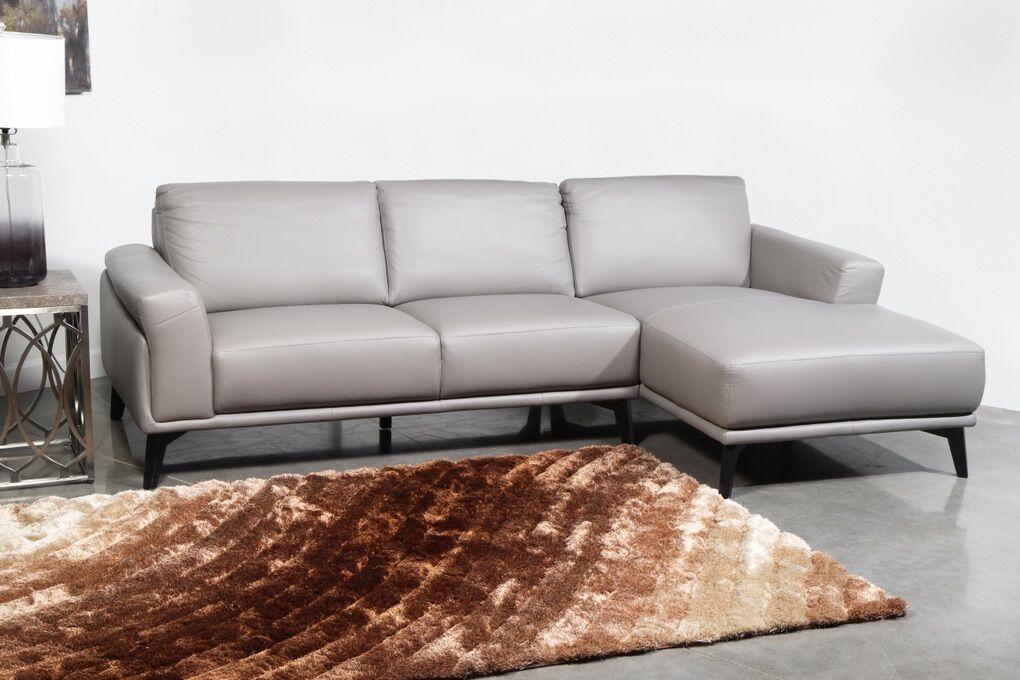 BRAND NEW! Top Grain Leather gray Sofa Chaise