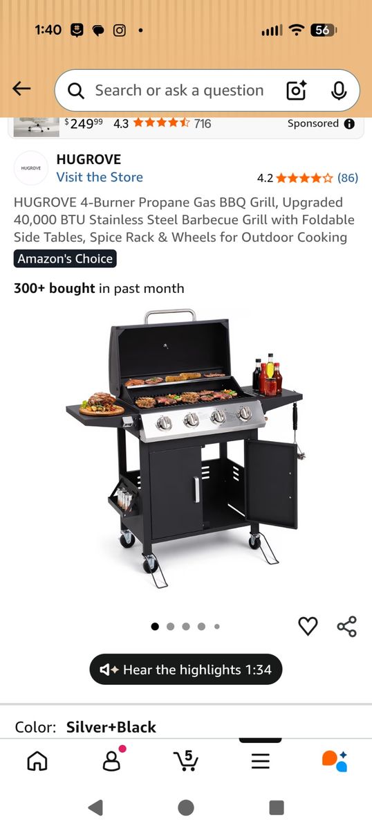 New Hugrove 4-burner grill
