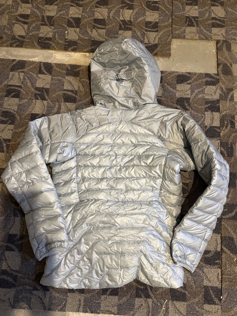 Outdoor Research Women's Light Blue Insulated Hooded Jacket - Size Small, Pertex Quantum