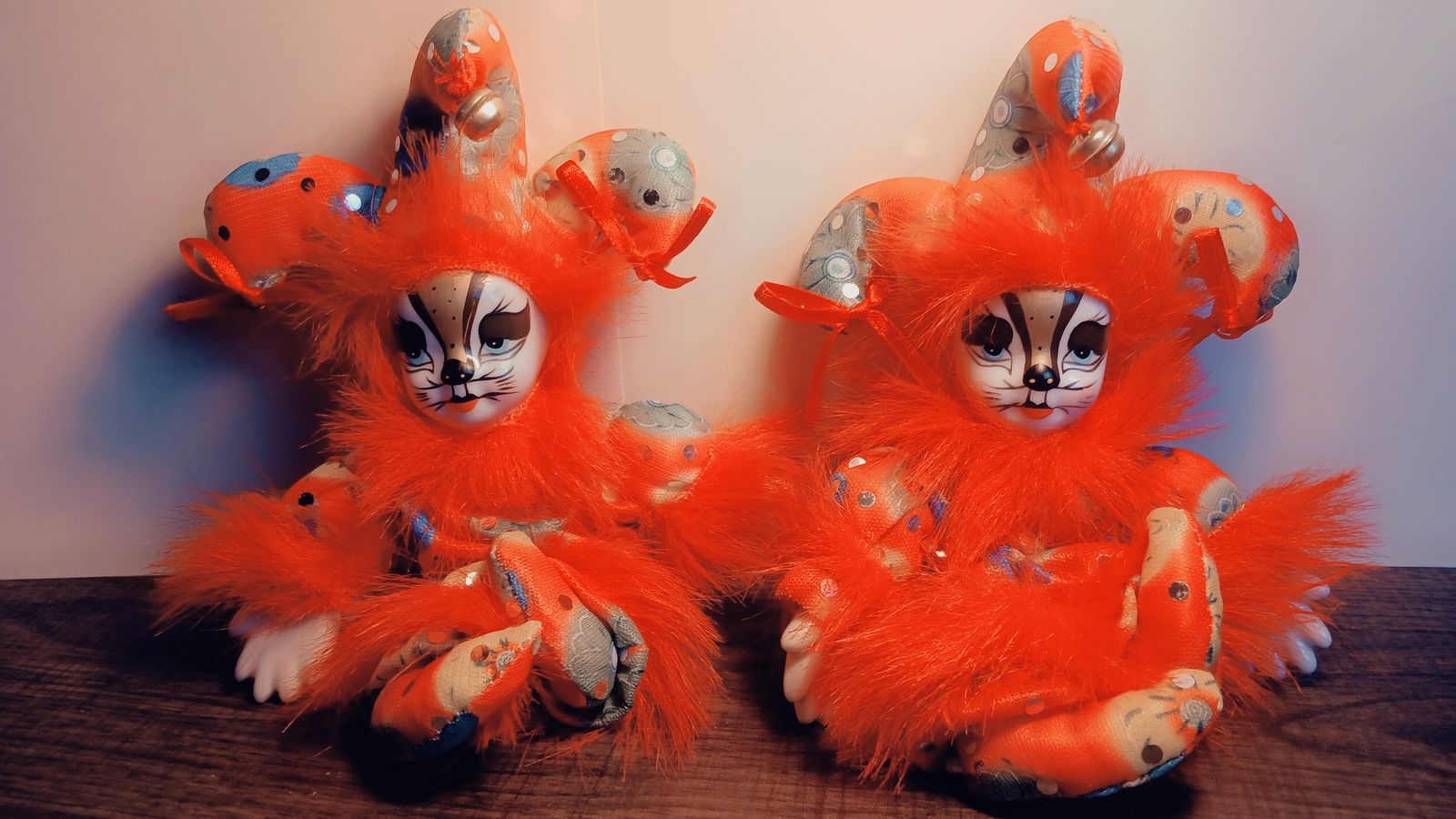 Porcelain Clown Dolls – Matching Pair