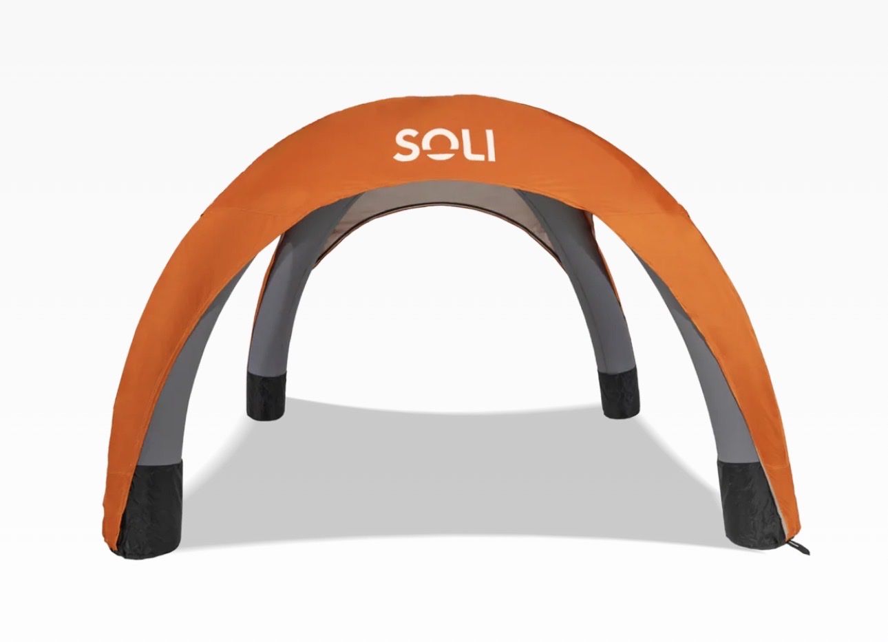 SOLI Inflatable Canopy Tent 10'x10' - Orange Portable Outdoor Shade with Air Pump & Accessories