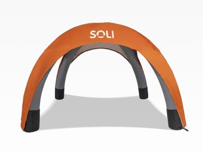 SOLI Inflatable Canopy Tent 10'x10' - Orange Portable Outdoor Shade with Air Pump & Accessories