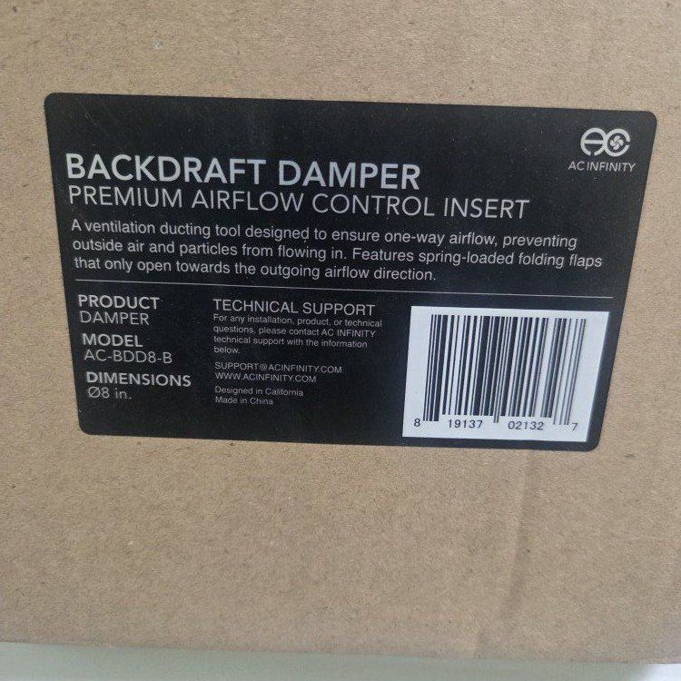 Backdraft damper " inch