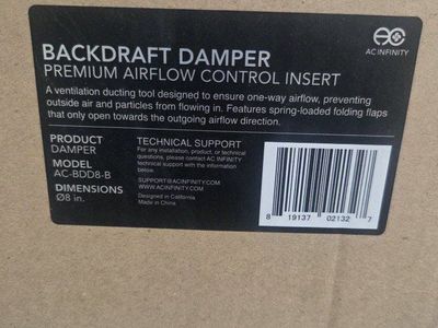 Backdraft damper " inch