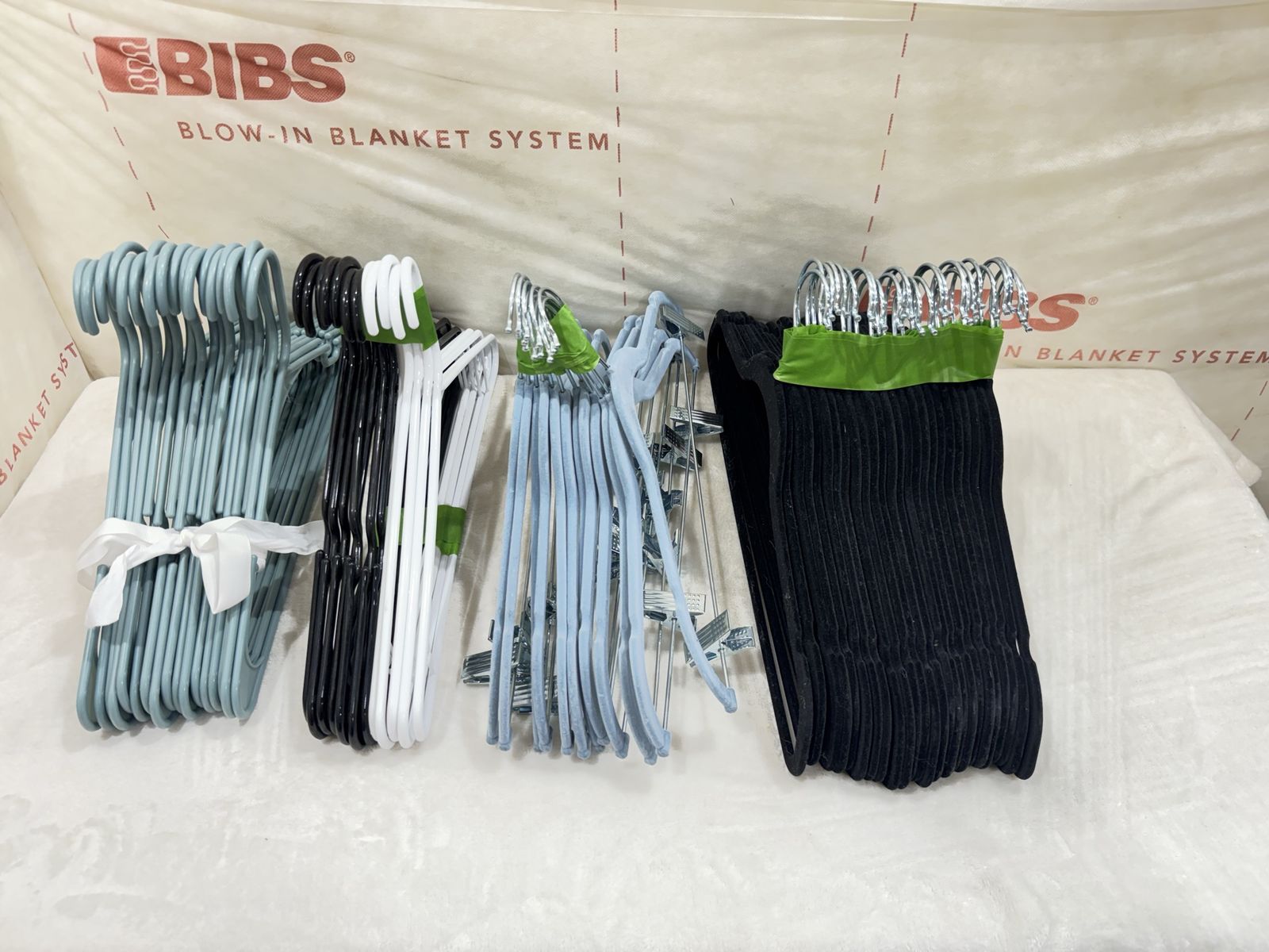Assorted Clothes Hangers Lot - Plastic, Velvet, and Metal Clip Hangers