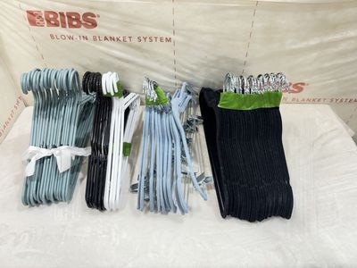 Assorted Clothes Hangers Lot - Plastic, Velvet, and Metal Clip Hangers