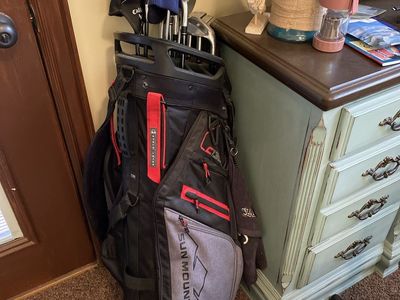 Sun Mountain C-130 Golf Cart Bag Black Gray Red with Golf Clubs Set
