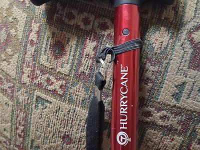 HurryCane Red Adjustable Walking Cane with Tripod Base - Adjustable Like New