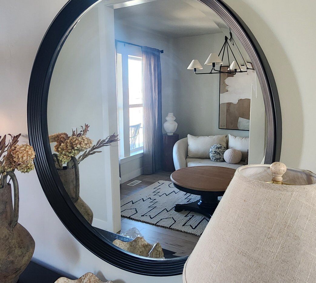 Round solid wood mirror