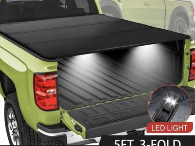 5FT Hard Tri-fold Tonneau Cover Truck Bed For 2005-2025 Nissan Frontier w/ Lamp