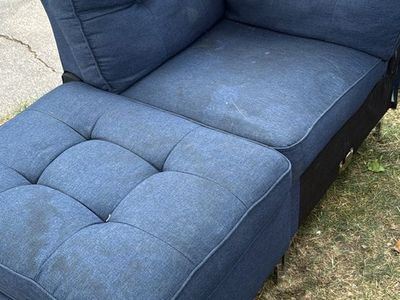 Blue Fabric Modular Corner Chair and Ottoman