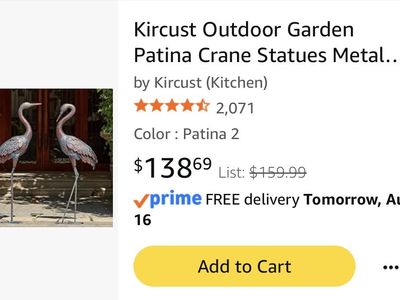 Kircust Outdoor Garden Patina Crane Statues Metal Pair