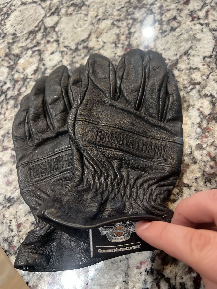 Harley-Davidson Genuine MotorClothes Black Leather Motorcycle Gloves - Excellent Condition