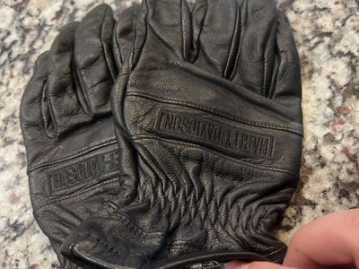 Harley-Davidson Genuine MotorClothes Black Leather Motorcycle Gloves - Excellent Condition