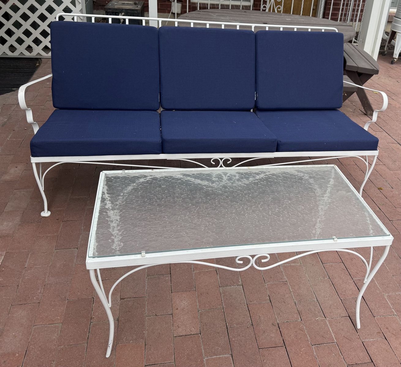 5 piece wrought Iron outdoor furniture set with cushions
