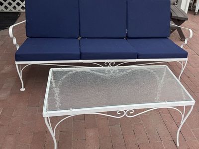 5 piece wrought Iron outdoor furniture set with cushions