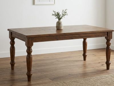 Rustic Solid Wood Dining Table with Turned Legs - Excellent Condition