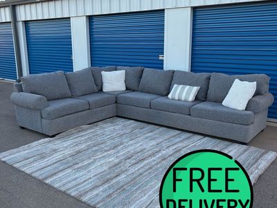 Living Spaces Modern Gray L-Shape Sectional Sofa - Free Delivery