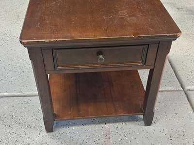 Solid Wood End Table with Drawer & Shelf – Great Condition – $35 OBO