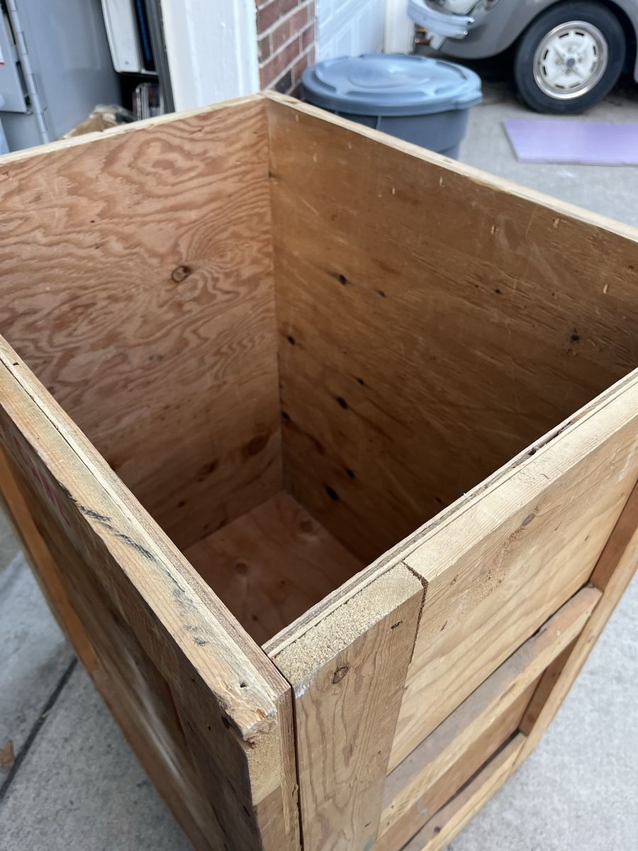 Large Wooden Storage Crate - "Handle With Care" Stenciled Design, Industrial/Farmhouse Decor