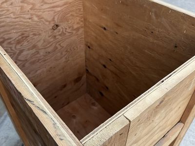 Large Wooden Storage Crate - "Handle With Care" Stenciled Design, Industrial/Farmhouse Decor