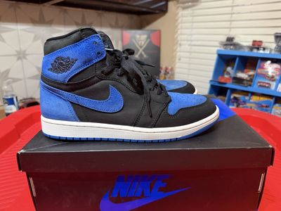 Nike Air Jordan 1 Retro OG 'Royal Suede' Black/Royal Blue High Top Sneakers Men's Size 9 1/2