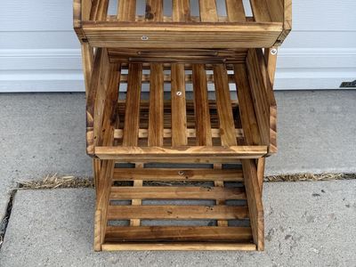3-Tier Wooden Crate Display Rack - Rustic Storage Stand