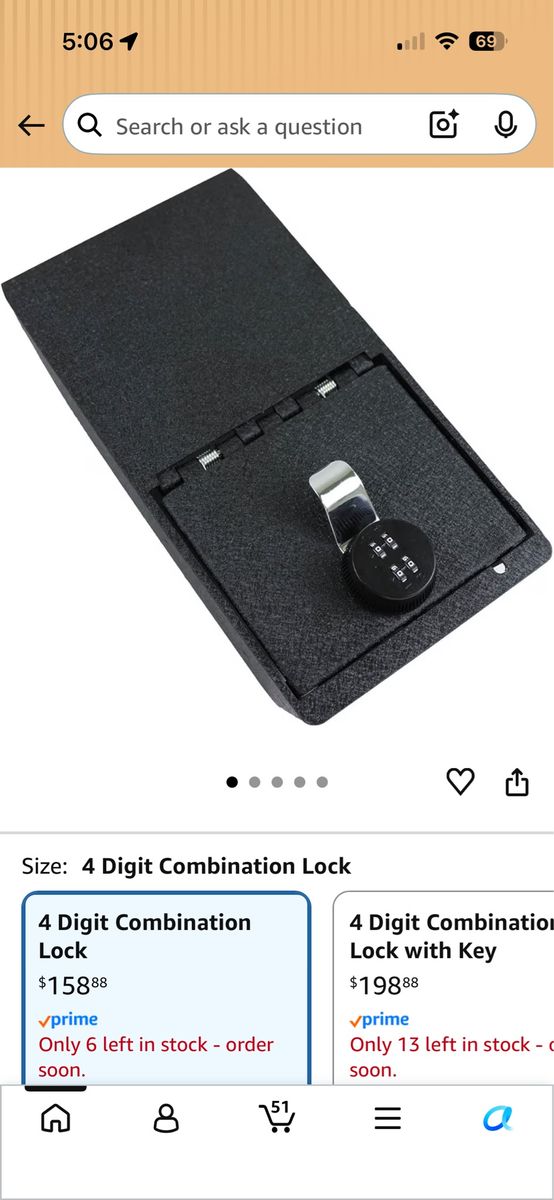 Combination Lock Car Center Console Safe Gun Storage Black