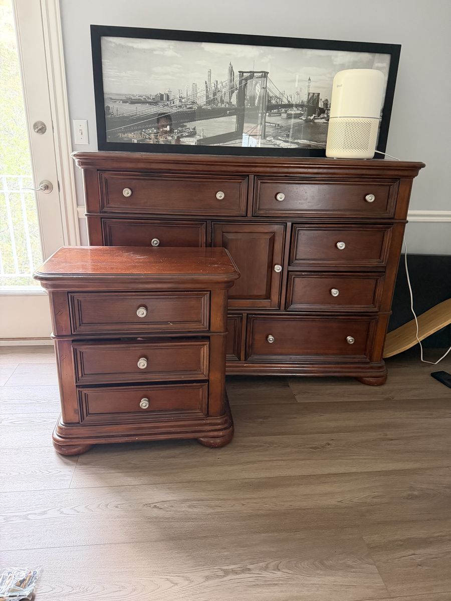 Dresser and night stand cherry silver tone knobs