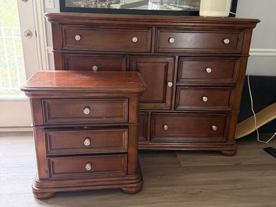 Dresser and night stand cherry silver tone knobs