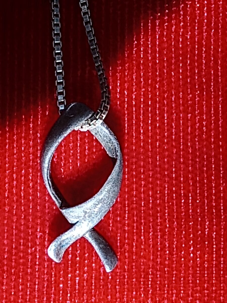 Vintage sterling silver fish ichthus necklace sterling silver