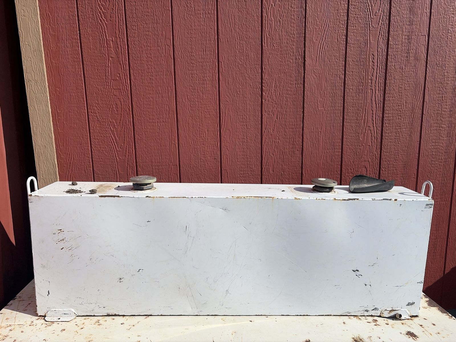 Used White Rectangular Fuel Tank - Heavy Duty Steel no pump