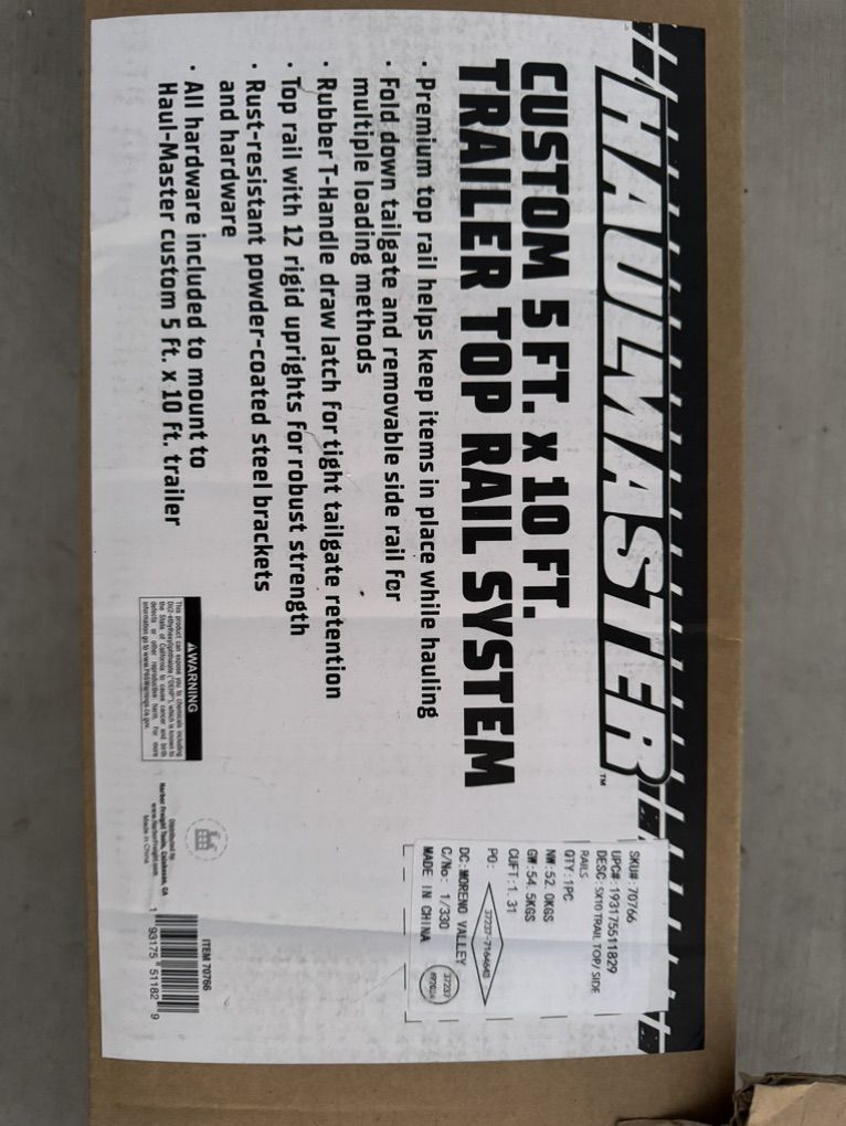 HAUL-MASTER 5' X 10' Trailer Rail System