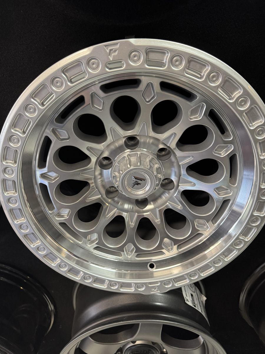 Brand new set of 4 wheels Fittipaldi Offroad FT101 17x9 Gloss Silver Machined Face and undercut lug pattern 6x135 offset -12mm